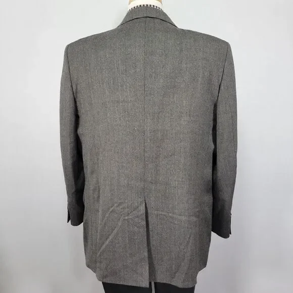 Joseph Feiss Men's Sport Coat Blazer Two Button Gray Herringbone Lambs Wool 46R - Picture 11 of 15